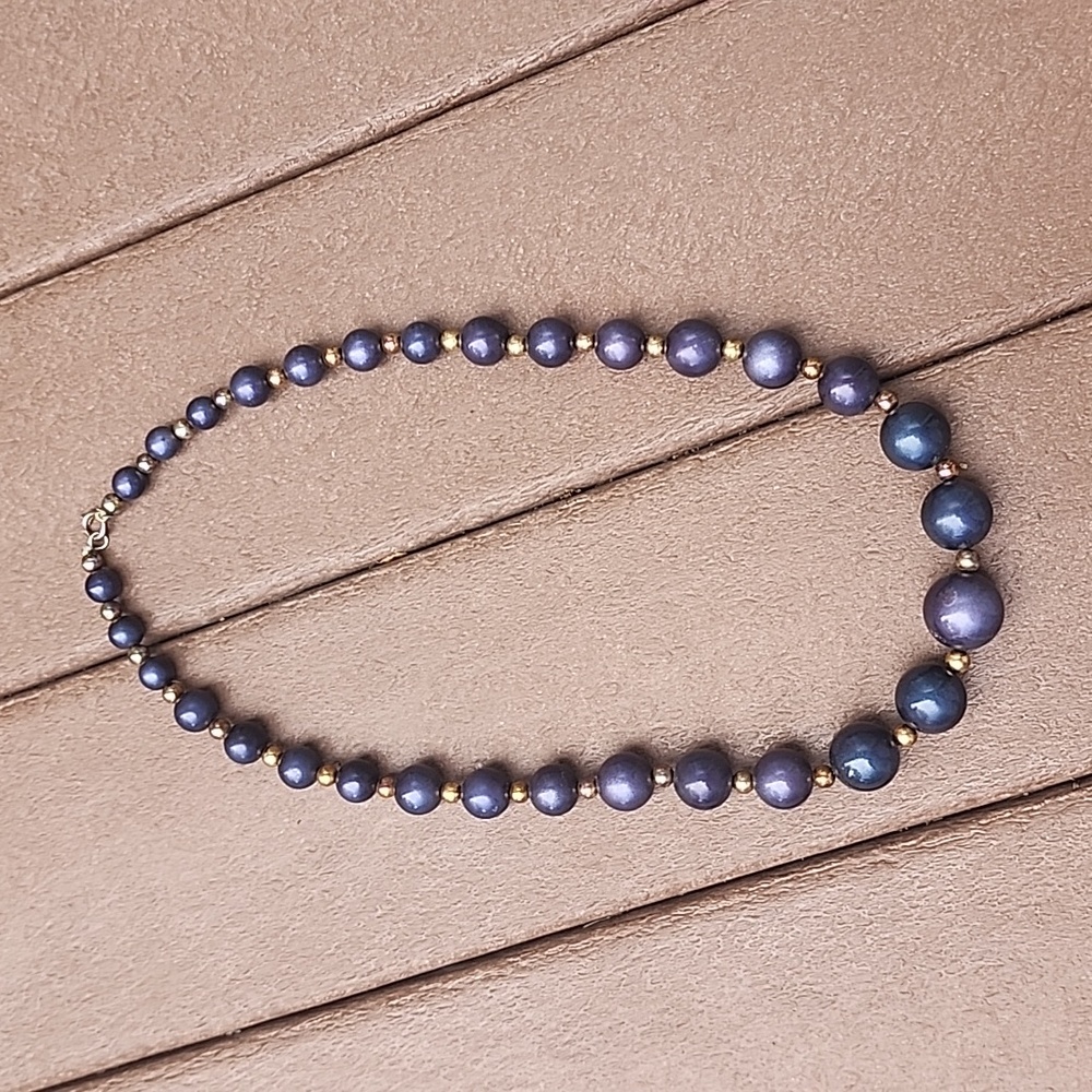 Large blue beaded necklace